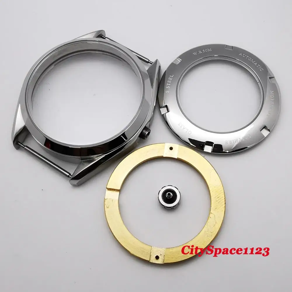 41 мм корпус из полированной нержавеющей стали сапфир часы чехол fit eta 2836 Miyota 8215 ST1612