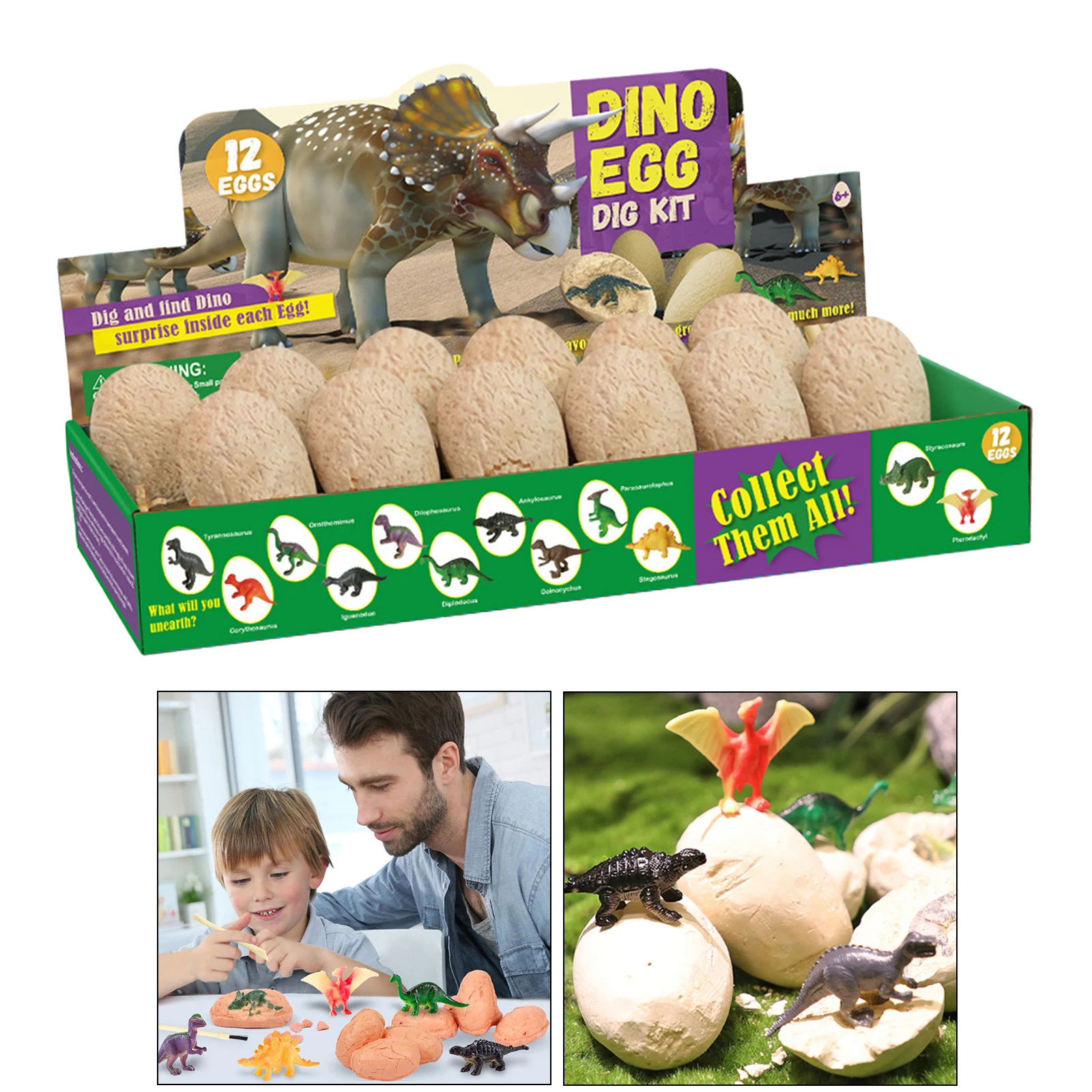 

A Dozen Dino Egg Digging Kit Dinosaur Fossils DIY Easter Paleontology Toys Model Part Educational Archeology