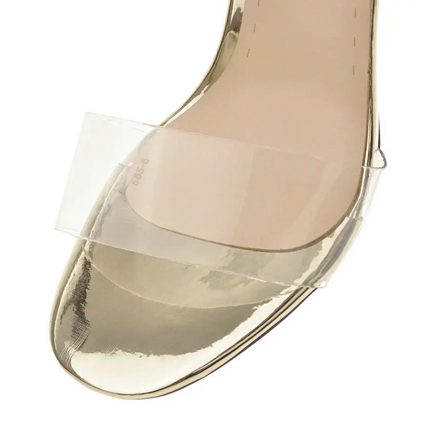 Женские Прозрачные Сандалии QUTAA с ремешком на щиколотке шнурках блестками