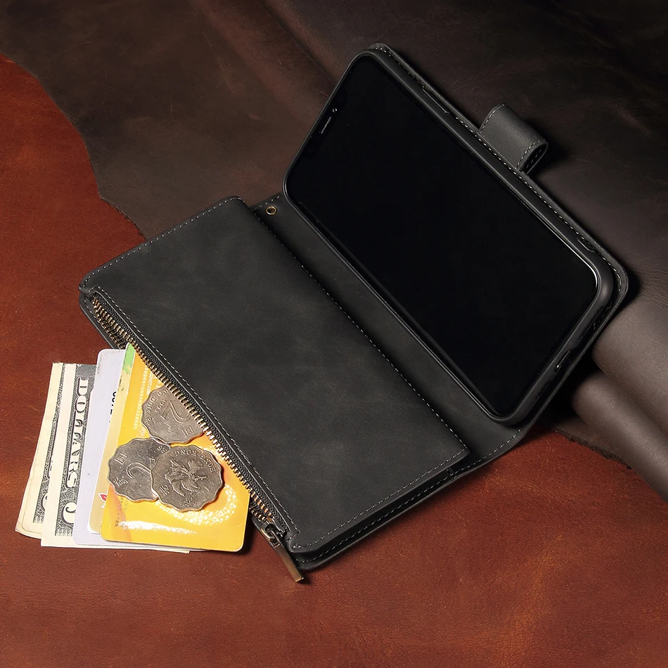 Для Funda samsung Note10+ чехол для телефона роскошный кожаный кошелек с молнией держатель для карт чехол для samsung Galaxy A50 A70(A7) A705F