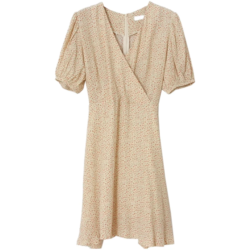 

2020 Summer New Fresh Floral Dress Women's Waist Slimming Elegance Retro French Minority Design Sense