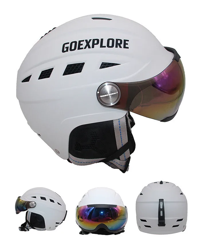Ski Helmet Goggles Visor Men Women Snowboard Helmet Moto Snowmobile Skateboard Safety Helmet Mask Winter Warm Fleece Capacete