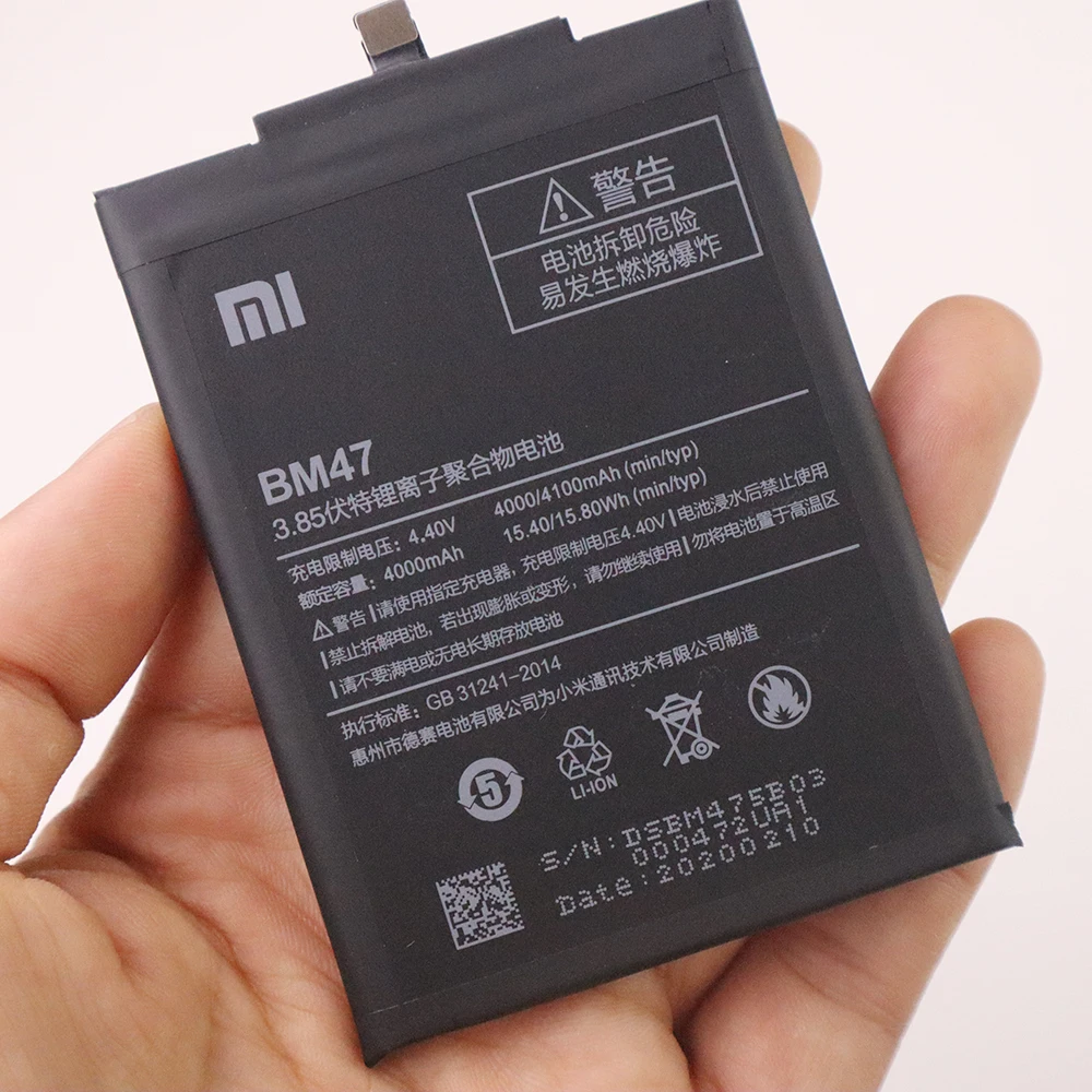 Оригинальный запасной аккумулятор BM47 4000 мАч для XIAOMI Redmi 4X 3S 3 Pro 3X оригинальный
