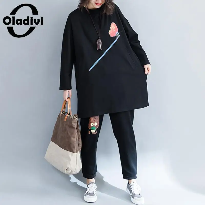 Oladivi/большие размеры, женские спортивные костюмы, толстовки, модные женские толстовки с капюшоном, женские повседневные свободные длинные топы, туника, женские Vestidos Femininos
