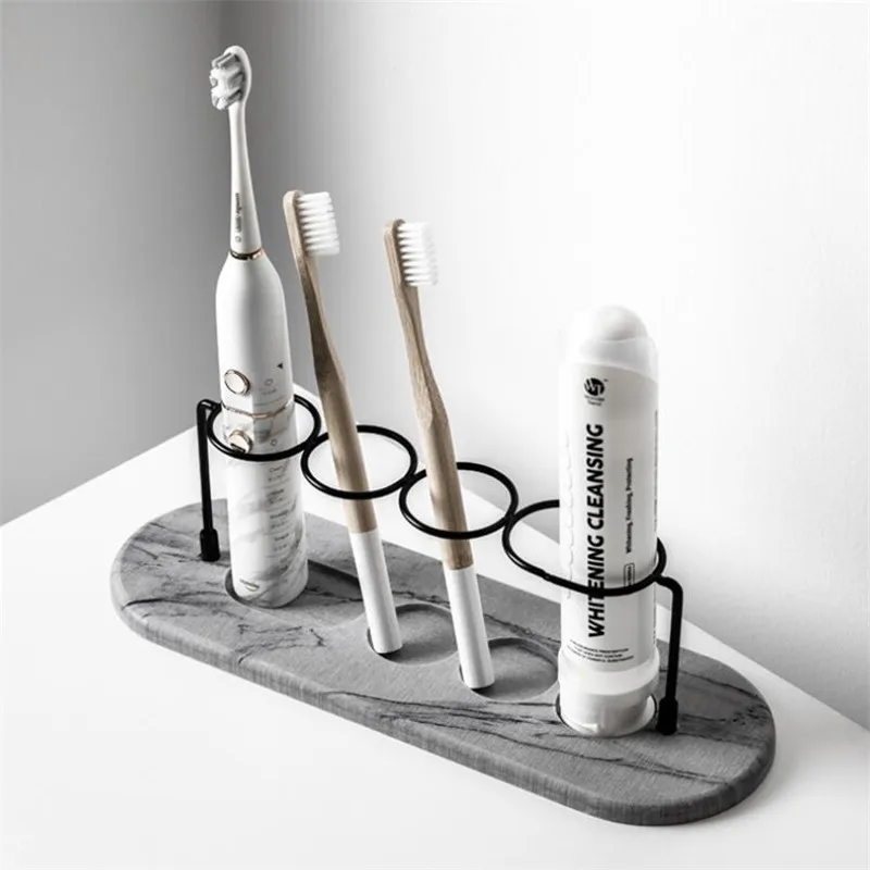 

Bathroom Accessories Toothbrush Holder Tooth Brush Toothpaste Stand Shelf Cup Holder Storage Rack Water Absorption Base