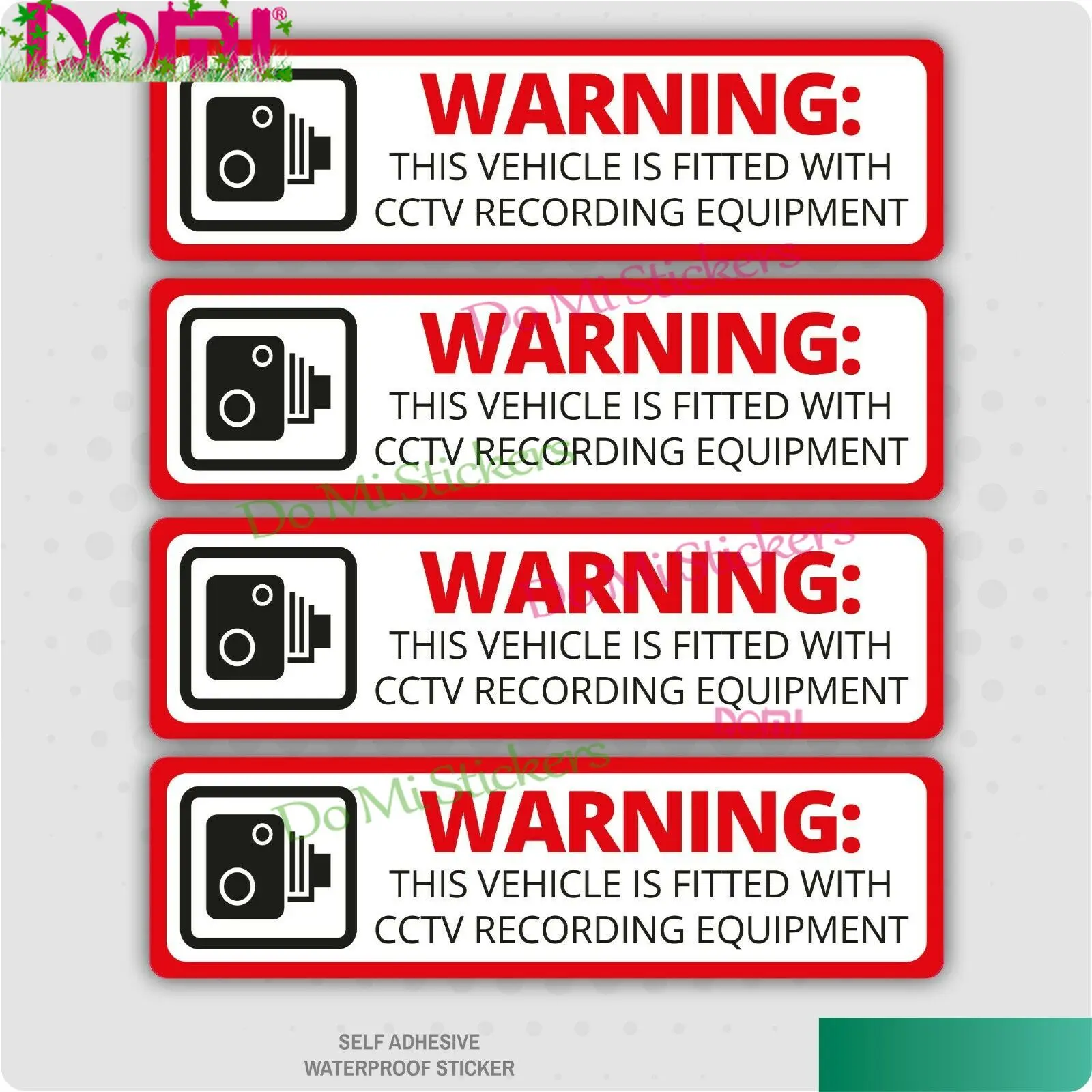 

4 X Warning This Vehicle Is Fitted with CCTV Recording Equipment Car Sticker Decal High Quality KK Vinyl Cover Waterproof PVC