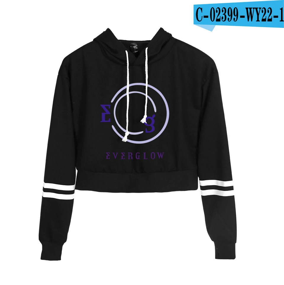 Everglow Kpop Корейская новая команда для девочек уличная Женская пуловер пупка толстовки Толстовка крутая поясничная популярная новинка года толстовки - Цвет: WY22