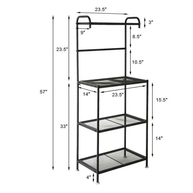 

4-Tier Microwave Oven Cart Bakers Rack Kitchen Storage Shelves Stand Metal