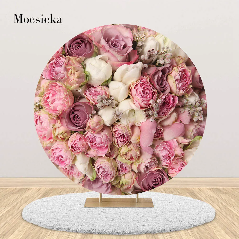 Mocsicka круглая фоновая фотография скатерть Розовая Цветочная стена Роза свадебное
