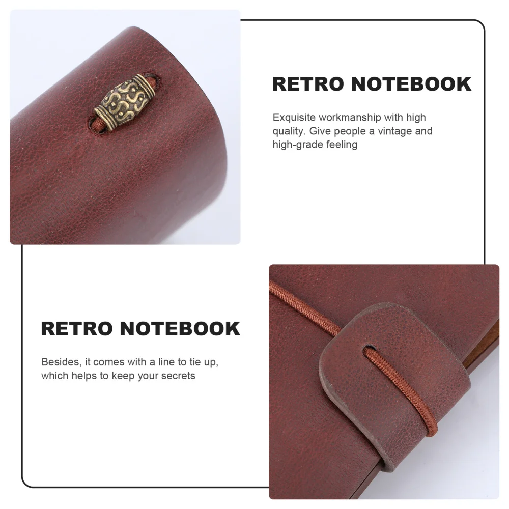 

Retro Vintage Notebook Journal Diary Leather Pocket Notepad with Clips and Carton (Dark Coffee)