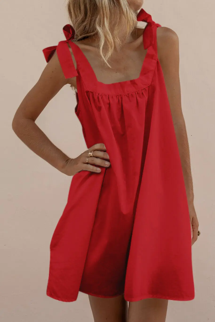 Новинка Женский Повседневный хлопковый льняной кафтан трапециевидный Мини