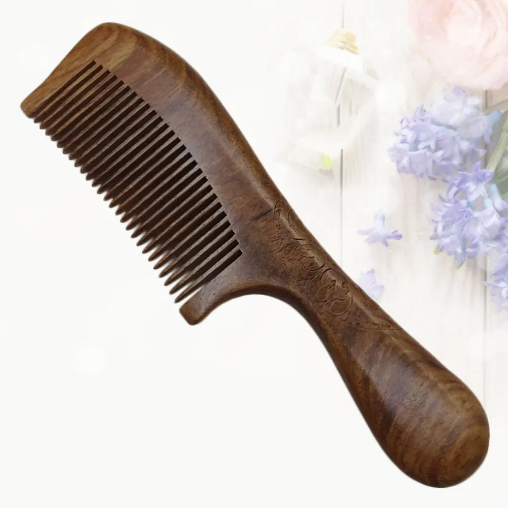 

Wooden Hair Comb Round Handle Hair Comb Small Large Size Comb for Woman (19.5x5.5x1.4cm Middle Teeth Pattern)