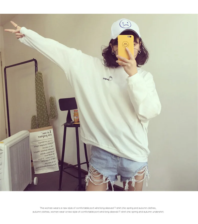 

Women's Shirts Long Sleeve Summer Tops for Women 2021 Summer New Loose Long-sleeved Female Student T-shirt Tops Retro