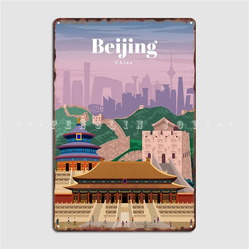 

Travel To Beijing Metal Plaque Poster Club Pub Garage Designing Plaques Tin Sign Poster