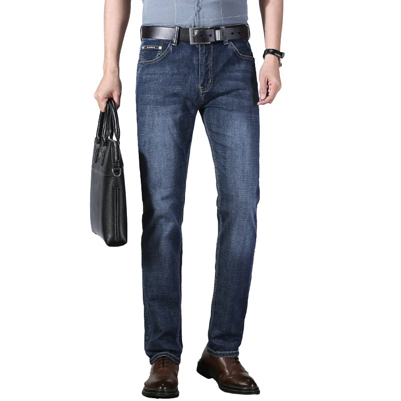 

Luren Straight Stretch Business Men's Jeans Casual Denim Trousers Men Clothing Plus Size Pants