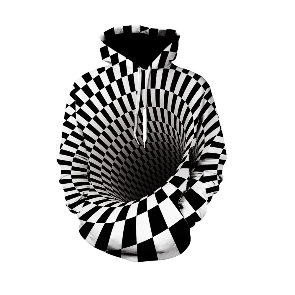 

Spring and Autumn Black and White 3D Men's Sweater Women's Hooded Jacket Hooded Oversized Hoodie Hoodie Hip Hop Clothing