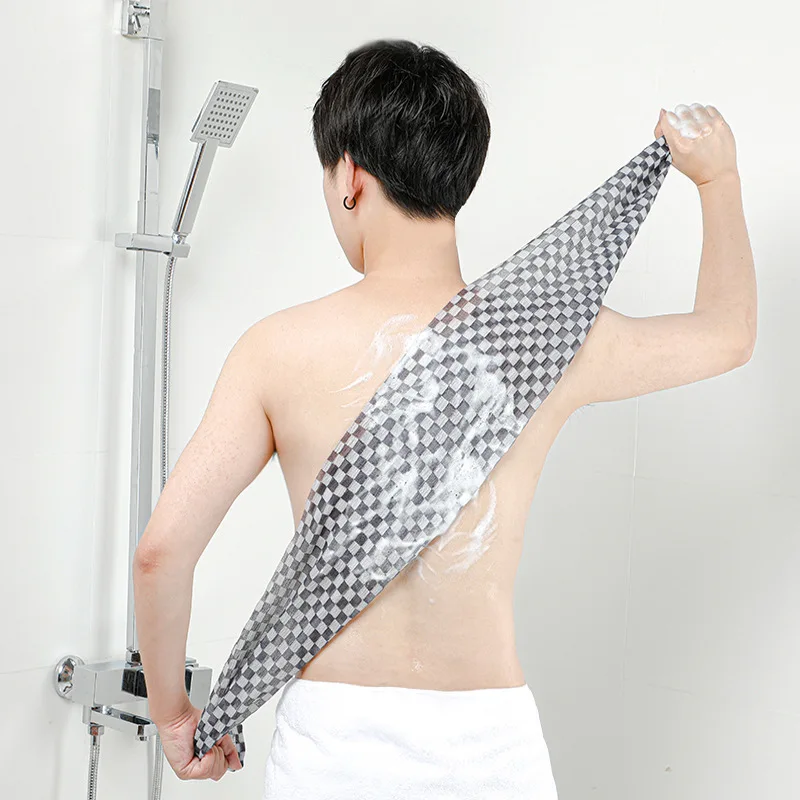 

Bath Towel Men's Lengthened Strip Mesh Sponge Back Strong Rubbing Stain-Removing Pull Back Strip Bath Towel Artifact
