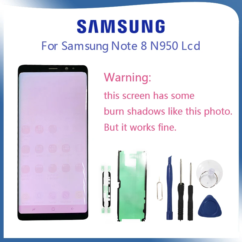 

Super Amoled For Samsung Galaxy Note 8 N9500 N950FD N950U Burn-in Shadow Lcd Display Touch Screen Digitizer Assembly 6.3"