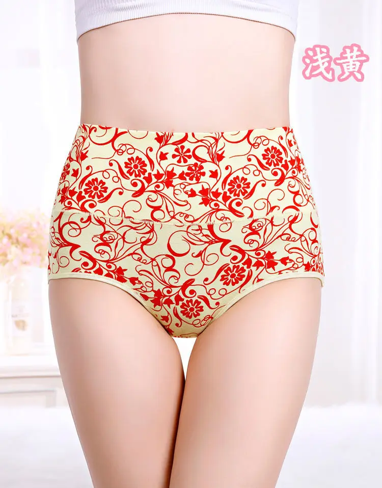 Женские трусики с цветочным принтом однотонные хлопковые трусы большого размера