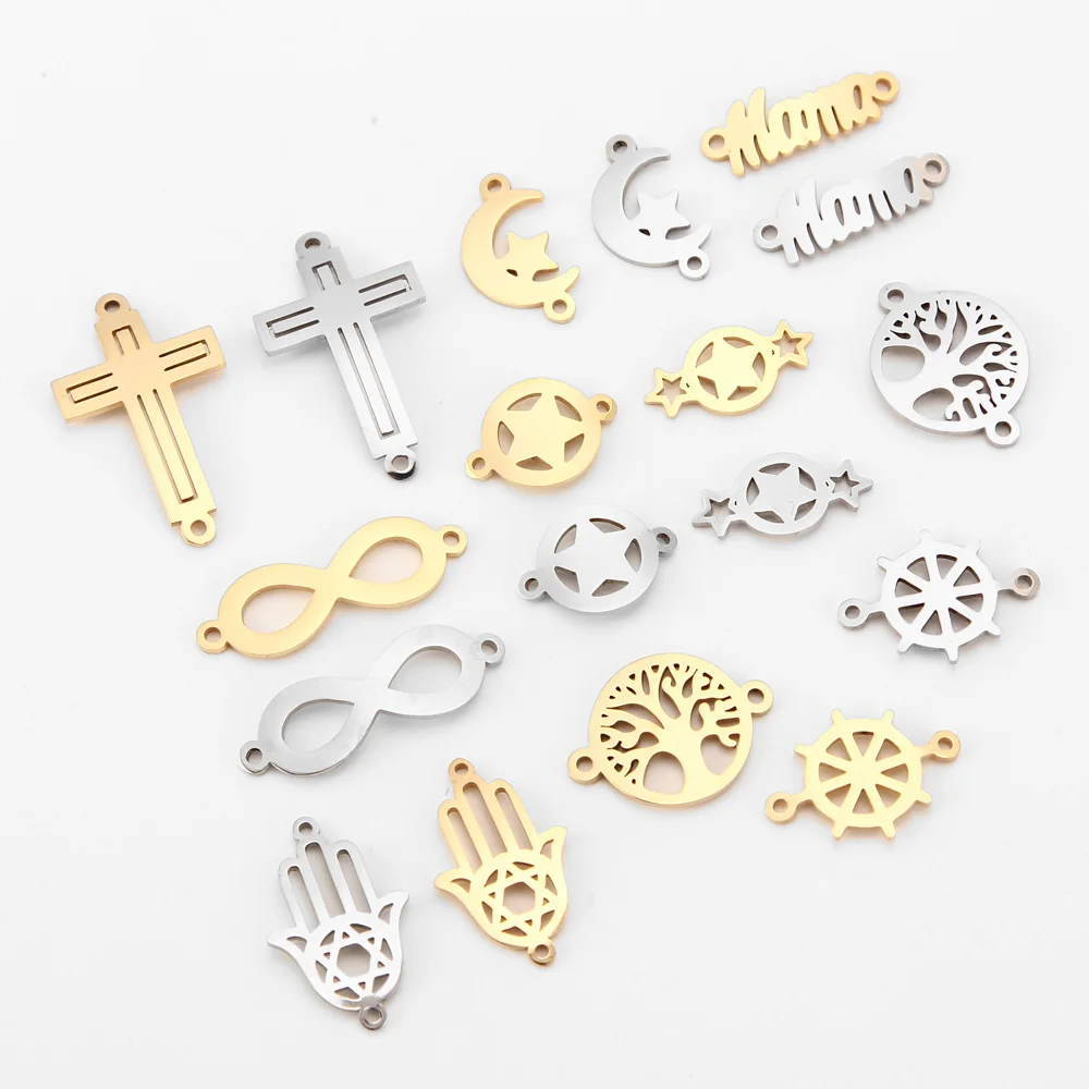 Круглые соединители из нержавеющей стали для браслетов шармы золотого цвета 5 шт.