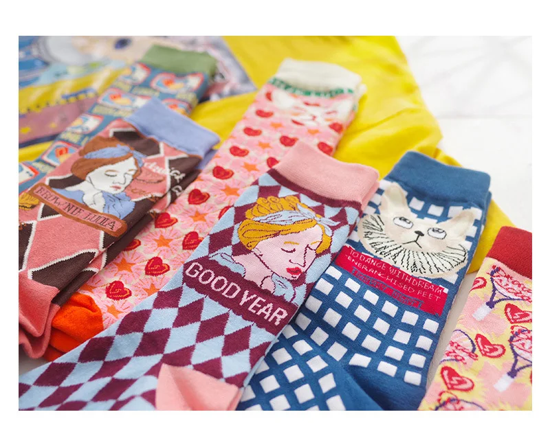 

Funny Cotton Socks for Women Lolita Fashion Women Compression Socks Japanese Style Streetwear Harajuku Crew Kawaii Socks