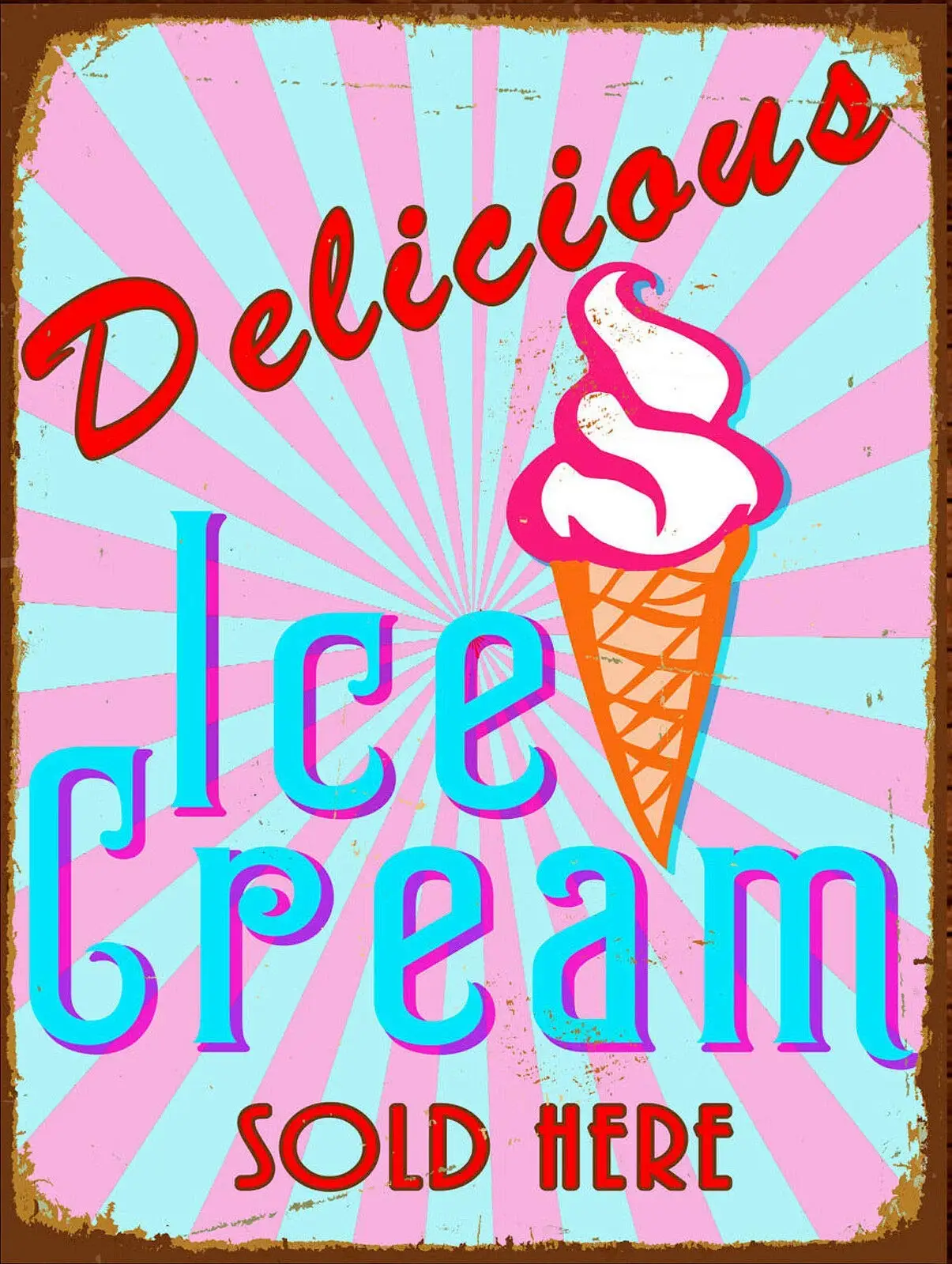 

WANLN Delicious Ice Cream Metal Tin Sign Home Garage Bar Supplies Lightweight and Interesting Outdoor Decoration 12 X 8 Inch
