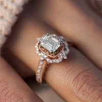 hot sale new rose gold zircon diamond princess ring fashion engagement female accessories
