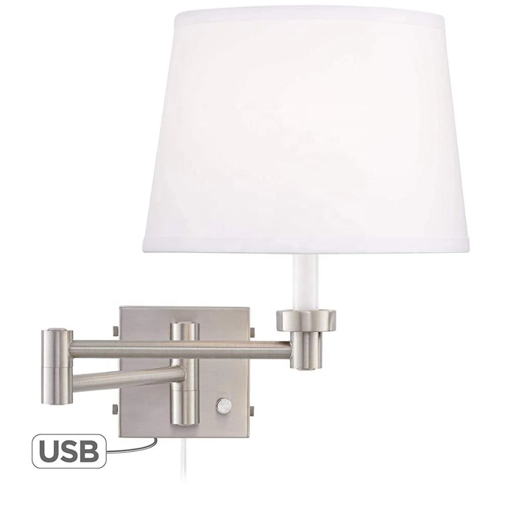 

JLW-7633 Bedroom Adjustable Swing Arm Wall Lamp with USB Charging Port hotel reading bedside light