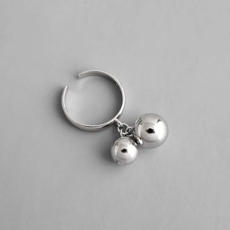 

Реальные 925 стерлингового серебра в форме ручки с двумя шарами кольцо для женщин моды милые ювелирные украшения 2020 минималистский аксессуа...