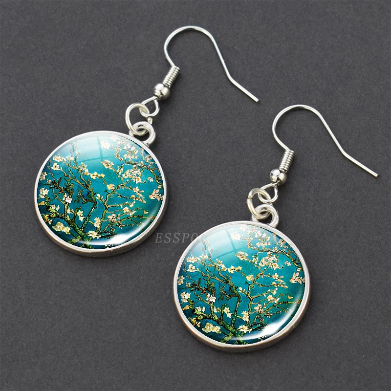 Серьги подвески с изображением миндаля Ван Гога|Серьги-подвески| |