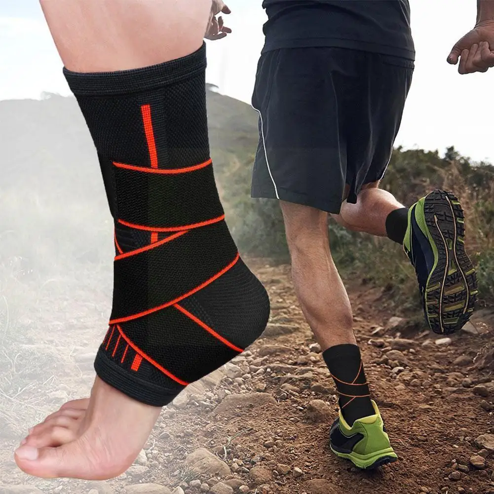 

Protective Football Ankle Support Basketball Ankle Pressurized Protector Compression Strap Belt Ankle Brace Bandage Nylon W6Q3