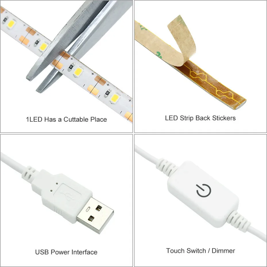 Водонепроницаемый макияж зеркало светильник шнура USB с регулируемой яркостью 5V