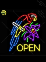 neon sign for parrot open flower neon light sign illuminated display beer club sign parrot window budweiser neon sign night bar