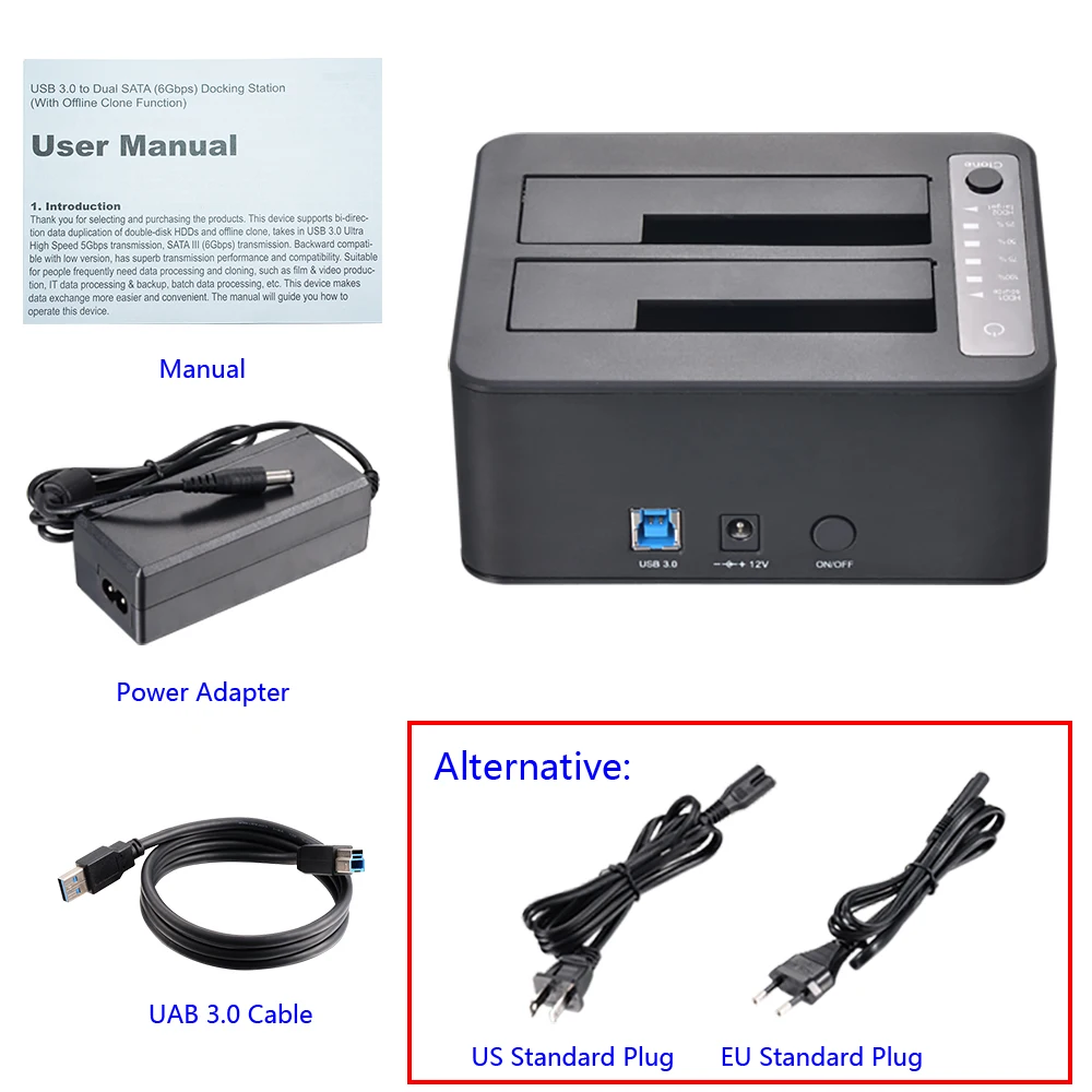Uniatop UT5520B USB 3,0-Dual SATA III(6 Гбит/с) клон док-станция HDD Копир Дубликатор с функцией офлайн клон
