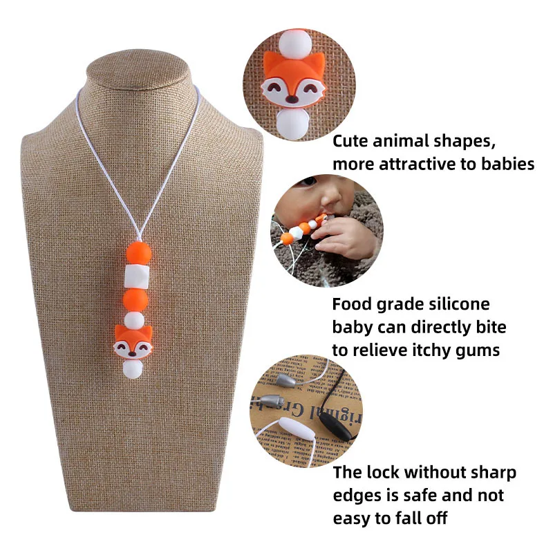Coskiss 1 Uds de Ainmal dentici&oacute;n collar Mom para lactancia beb&eacute; masticar collar exento de BPA silicona perlas regalo de la Ducha del beb&eacute;-4