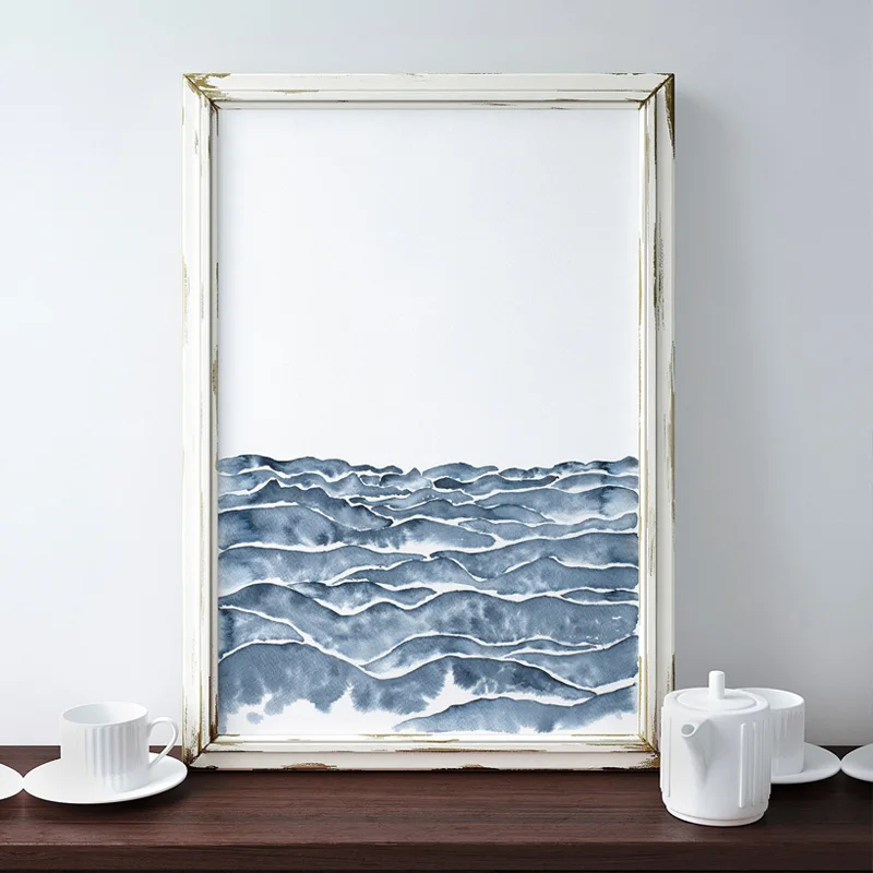 Морской песок холст живопись абстрактный океан настенное искусство пейзаж
