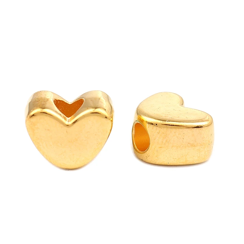 

200pcs/set Gold Color Heart Beads Spacer Beads Loose Beads Charms for DIY Beaded Bracelets Necklaces for Jewelry Making 12*9cm
