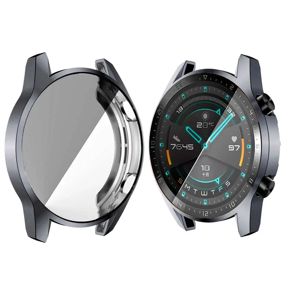 gray Huawei watch GT чехол для huawei watch gt ремешок чехол Мягкий ТПУ покрытие все вокруг Защитный чехол оболочка умные часы аксессуары M25 - Цвет ремешка: gray