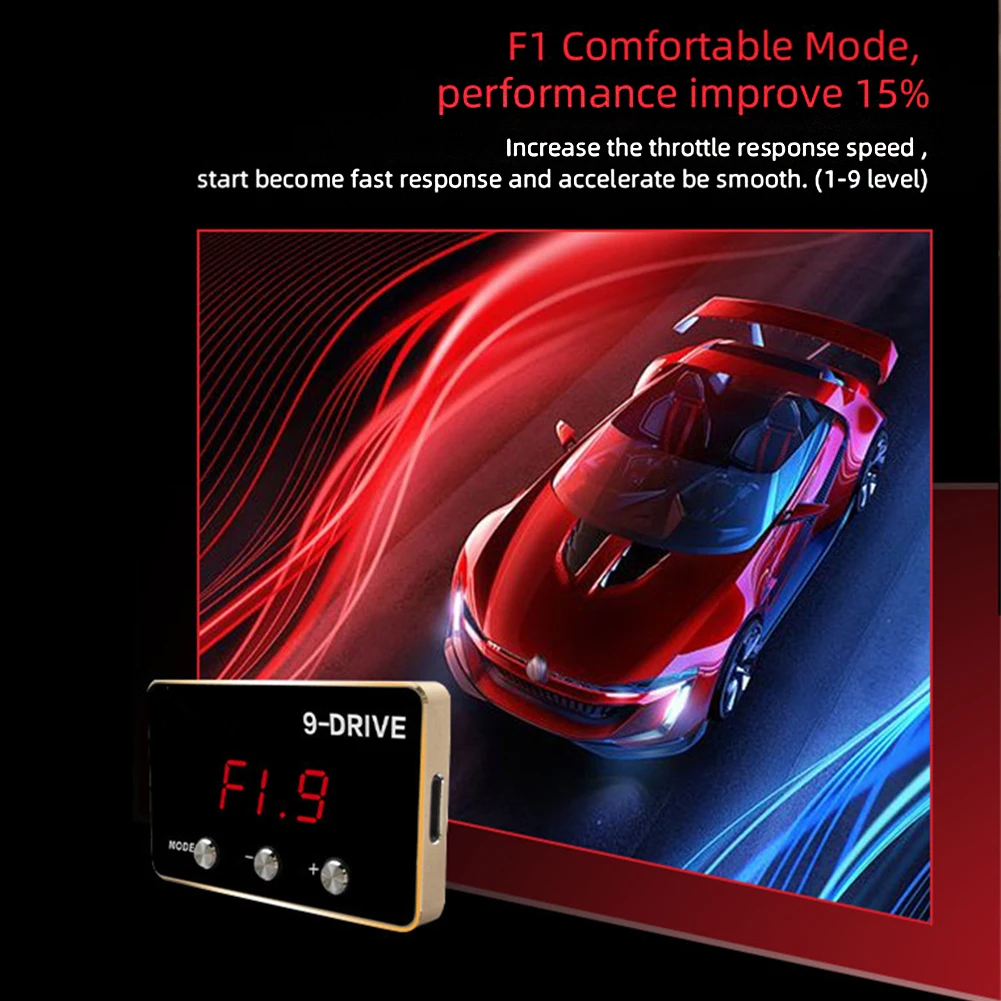 

Portable Speed Up Car Electronic Throttle Controller Pedal Commander Reduce Delay LCD Screen Accessories 9 Drives Plug And Play