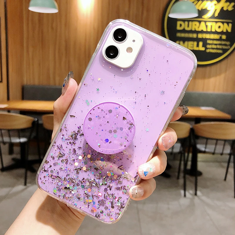 Блестящий чехол для Samsung Galaxy A51 A71 A81 A91 A21S A01 A31 A41 A50 A11 A20E A30 A40 A70 A8 A9 2018 с подставкой |