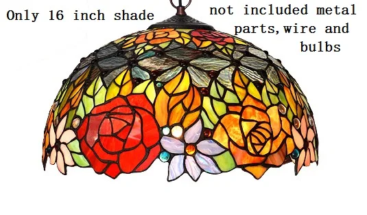 Only 16 inch Shade FUMAT витражная Подвесная лампа, розовая лампа, абажур, стеклянный светильник для гостиной, столовой, стеклянный креативный декоративный светодиодный подвесной светильник s - Цвет корпуса: Only 16 inch Shade
