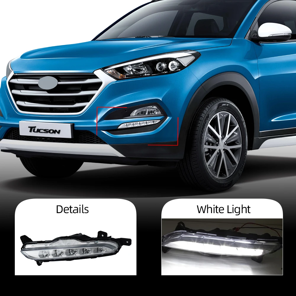 Светодиодсветодиодный дневные ходовые огни для Hyundai Tucson 2015 2016 2017 2018 дневной свет