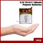 3,7 в литий-полимерный аккумулятор 751517 100 мАч для Cheerson CX-10 cx10 CX12 JJ810 JJ820 V646 V676 RC вертолетRC Квадрокоптер