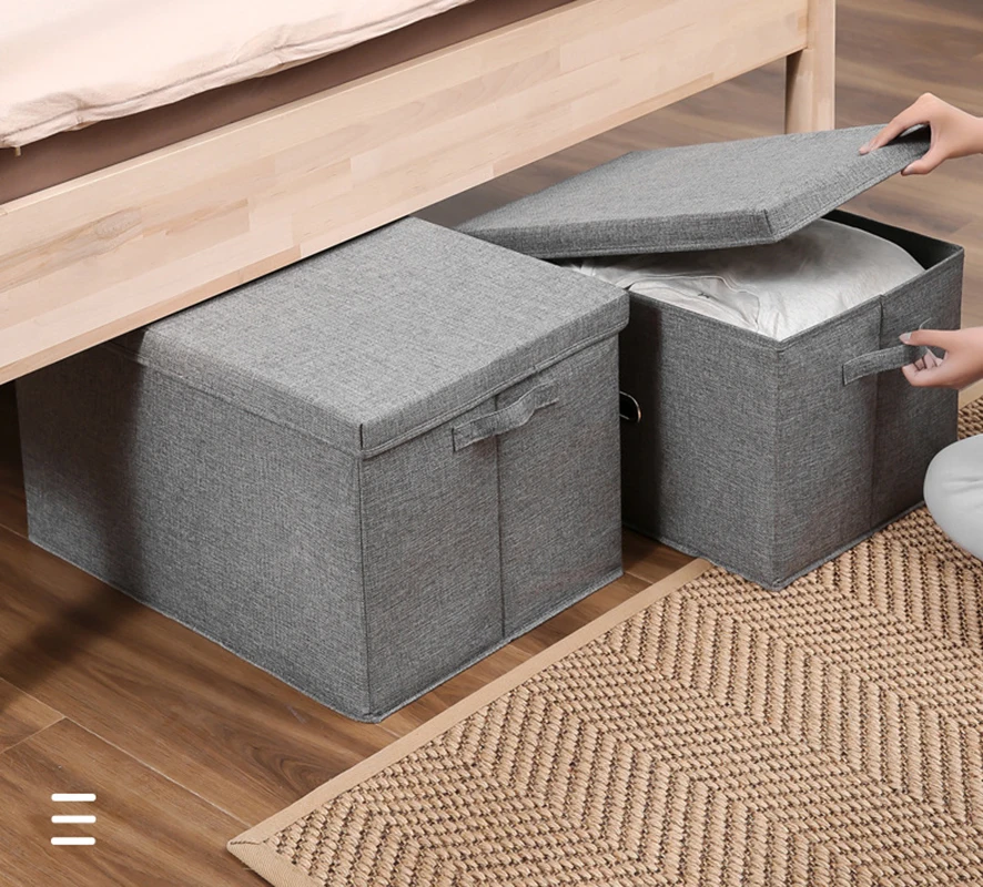 Очень большая коробка для хранения из льняной ткани Премиум складной органайзер