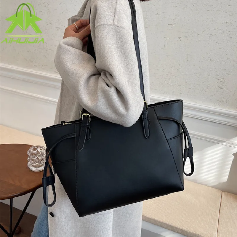 

Luxury Solid Color Women's Bag High Capacity Shoulder Bags New High Quality PU Leather Handbag Ladies Wild Tote Sac a Main Femme