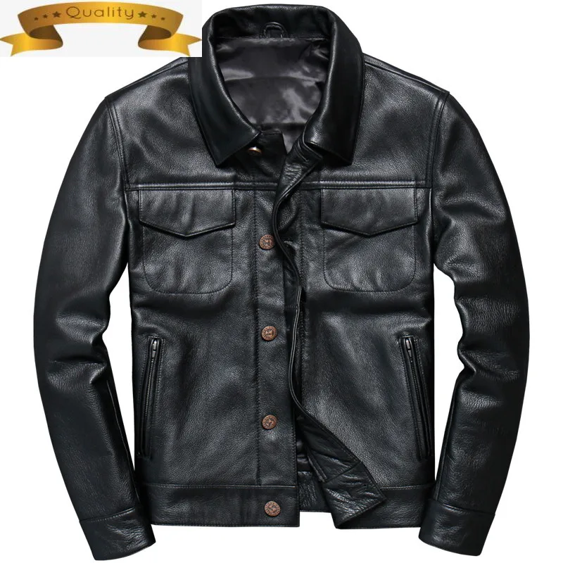 

Мужская кожаная куртка из натуральной коровьей кожаные пальто на весну-осень из воловьей кожи мотоциклетная куртка Chaqueta Cuero Hombre T-1213 KJ4101