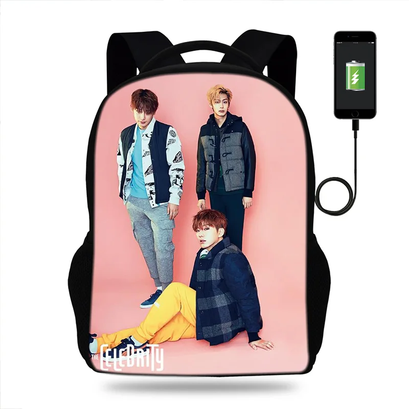 Модный женский рюкзак Monsta X с usb зарядкой рюкзаки для подростков школьные сумки