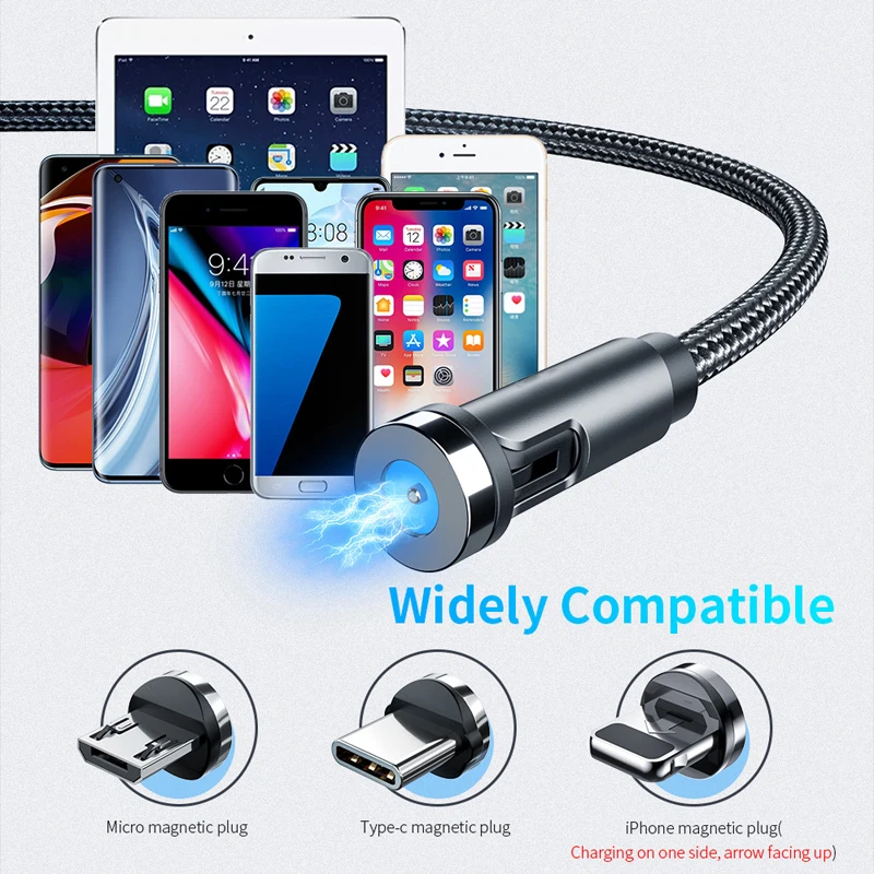 

Oppselve USB Cable 540 Degree Rotate Magnetic Cables Micro Type C Cable Cord Magnet Charging Cable For iPhone Samsung Huawei P40