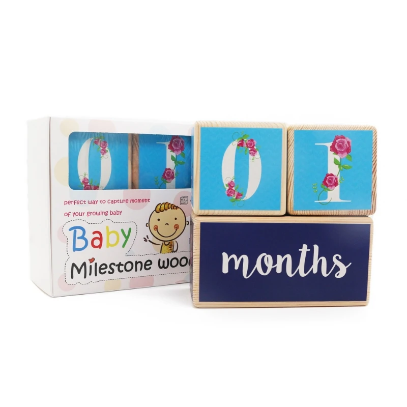 

Wooden Baby Age Milestone Blocks, Set of 3 Blocks, Keepsake Baby Photo Prop for Social Media Sharing, New Parents Gifts, L4MC