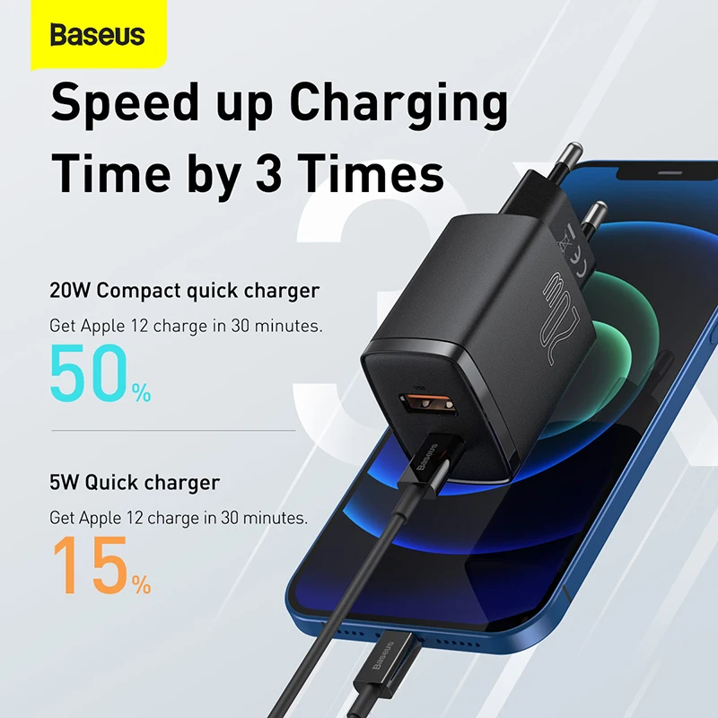 Зарядное устройство Baseus PD 20 Вт USB Type C для iPhone 13 12 Pro Max Xiaomi быстрая зарядка 3 0